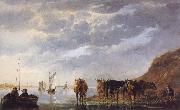 Aelbert Cuyp A Herdsman with Five Cows by a River oil painting on canvas